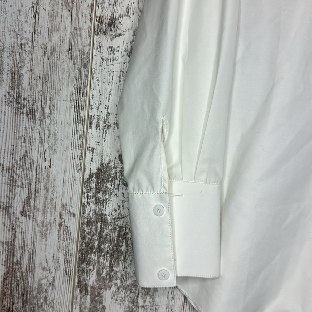 BOUGUESSA Anum Shoulder Padded Off-White Shirt Sz S - Picture 11 of 11